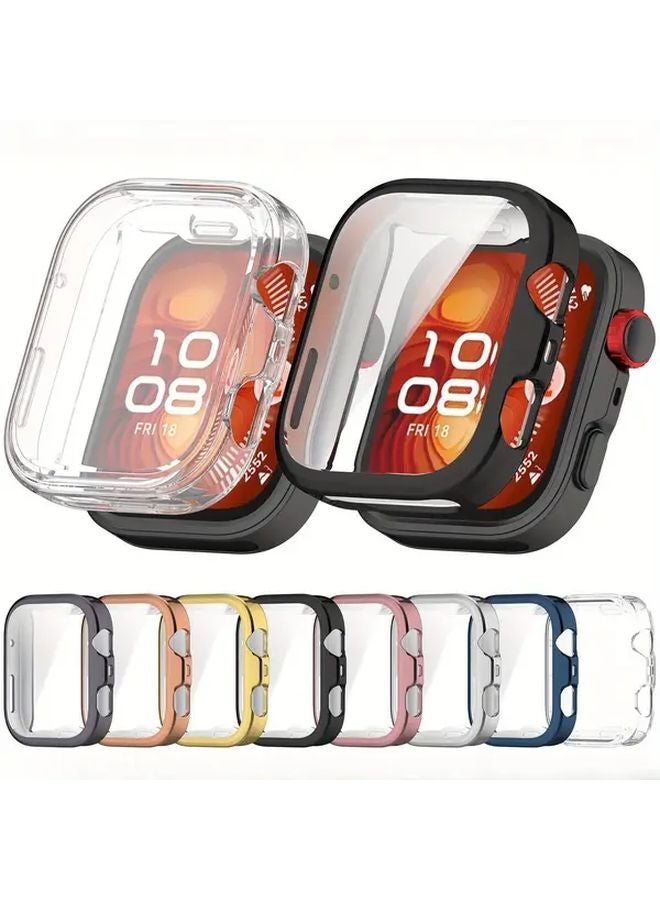 غطاء ذهبي من TPU لساعة Huawei Watch Fit 4 مع حامي شاشة كامل التغطية - Image 1